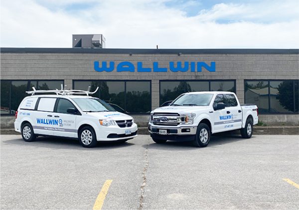 Wallwin Integrated Systems office front with van and truck